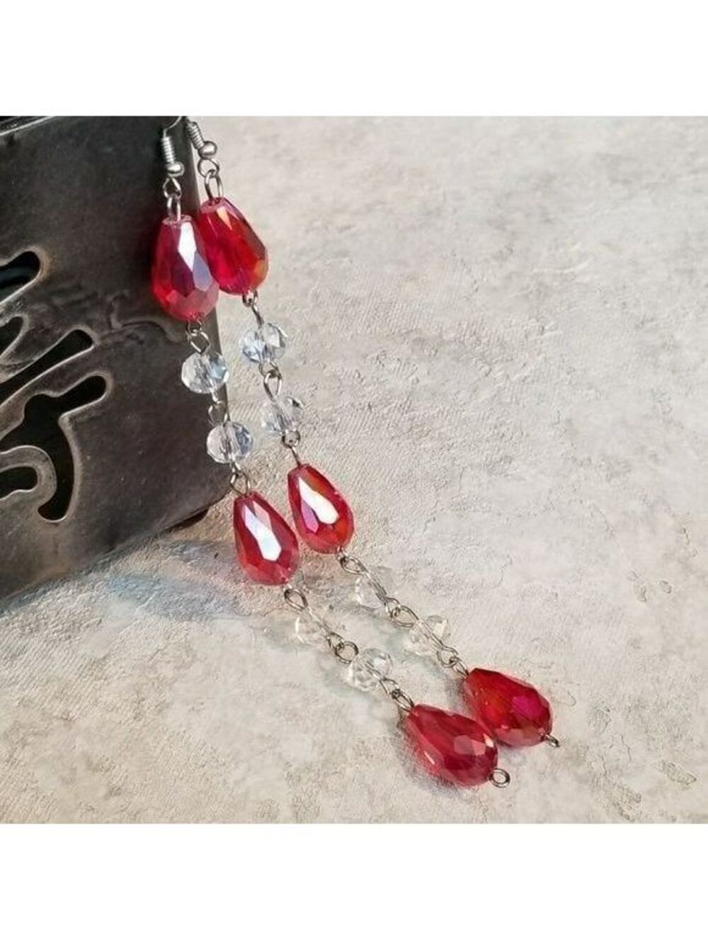 Shoulder Duster Red Crystal Earrings 5\